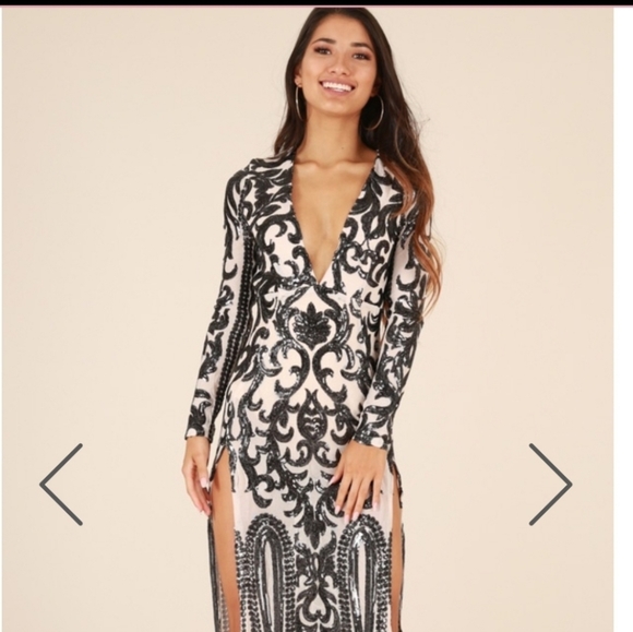 Fashion Nova & ShowPo Maxi High Slit Dress S - Picture 3 of 7